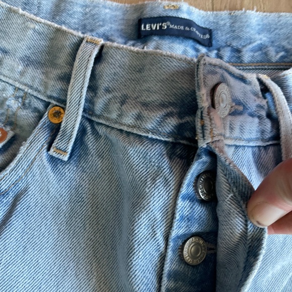 Leviβs Embroidered 501 Made & Crafted Straight denim jeans Boho free people 27 - Picture 9 of 15